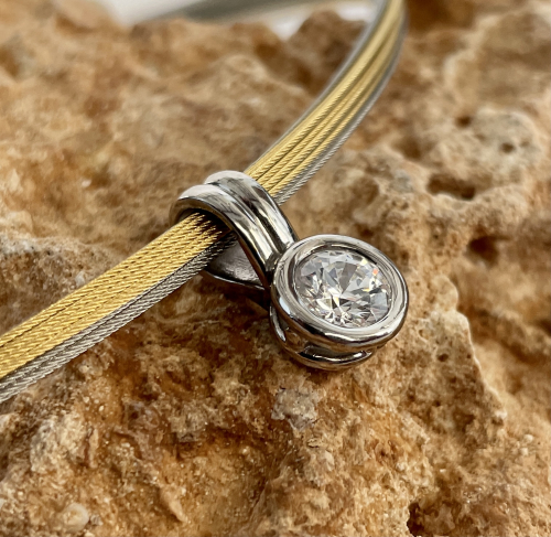 Zirkonia Anhänger 7mm rund 585WG